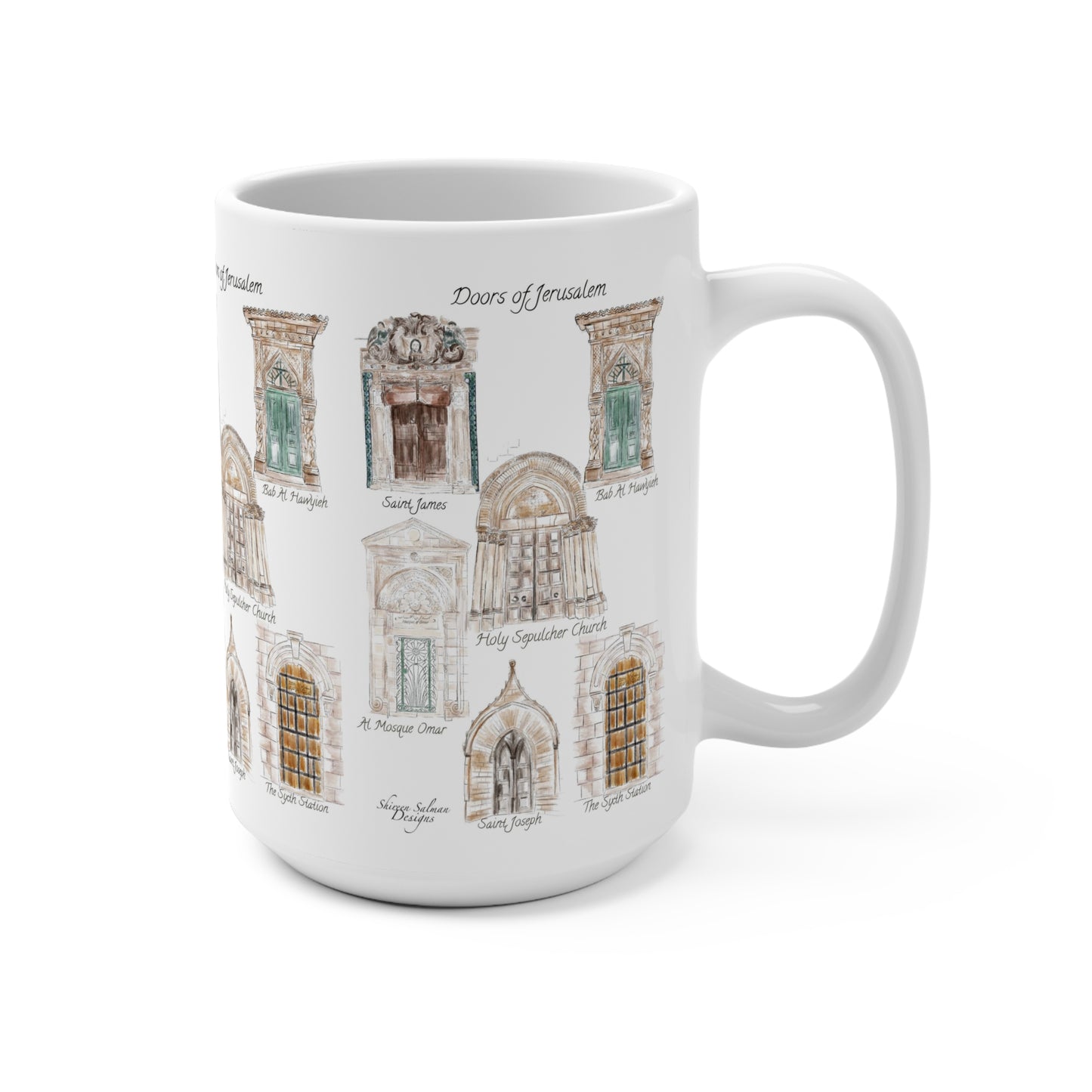 Jerusalem doors Mug |office Mug |ceramic Mug |watercolor Mug |special Mug |Gift Mug