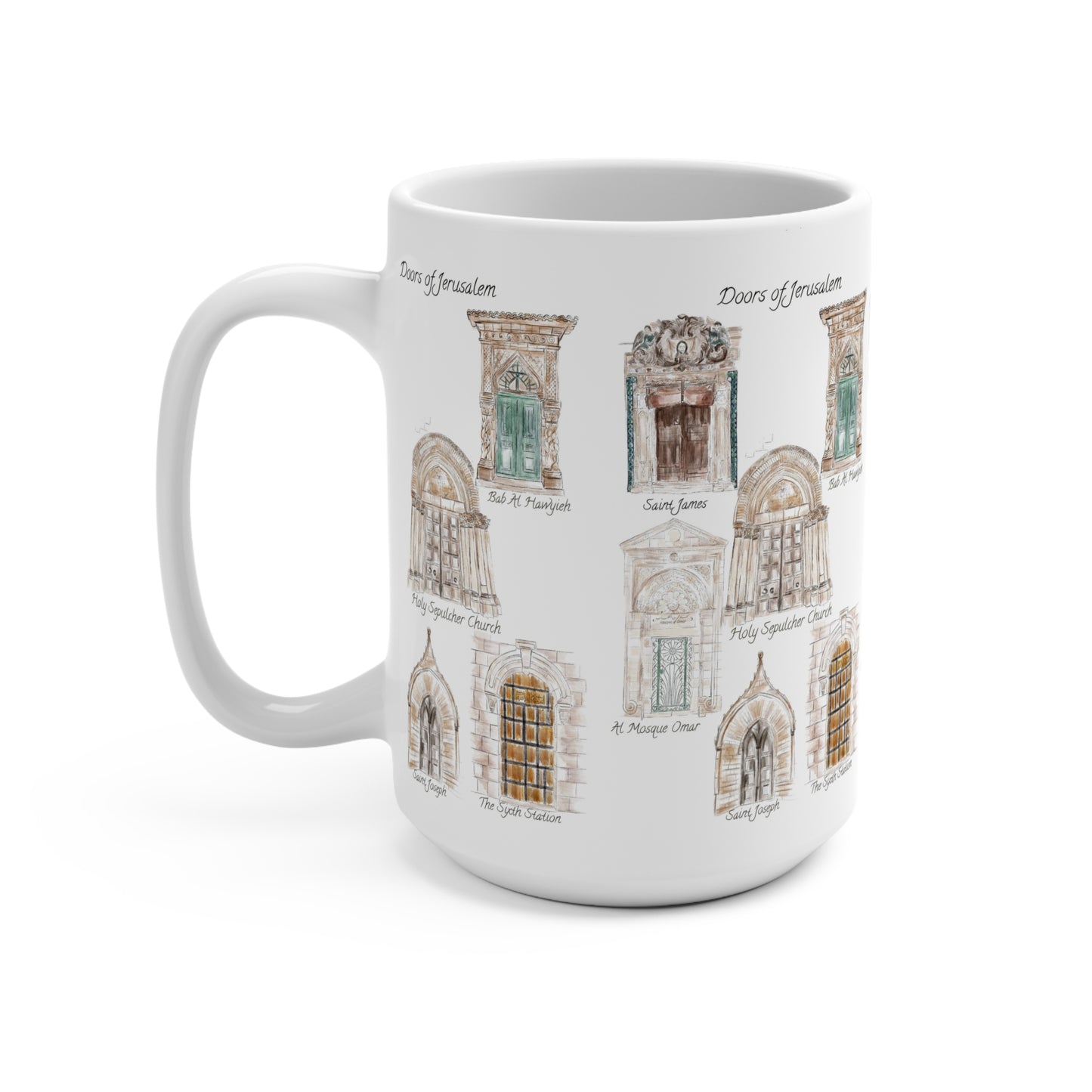 Jerusalem doors Mug |office Mug |ceramic Mug |watercolor Mug |special Mug |Gift Mug