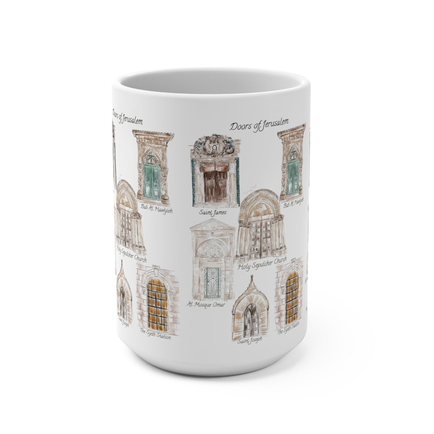 Jerusalem doors Mug |office Mug |ceramic Mug |watercolor Mug |special Mug |Gift Mug