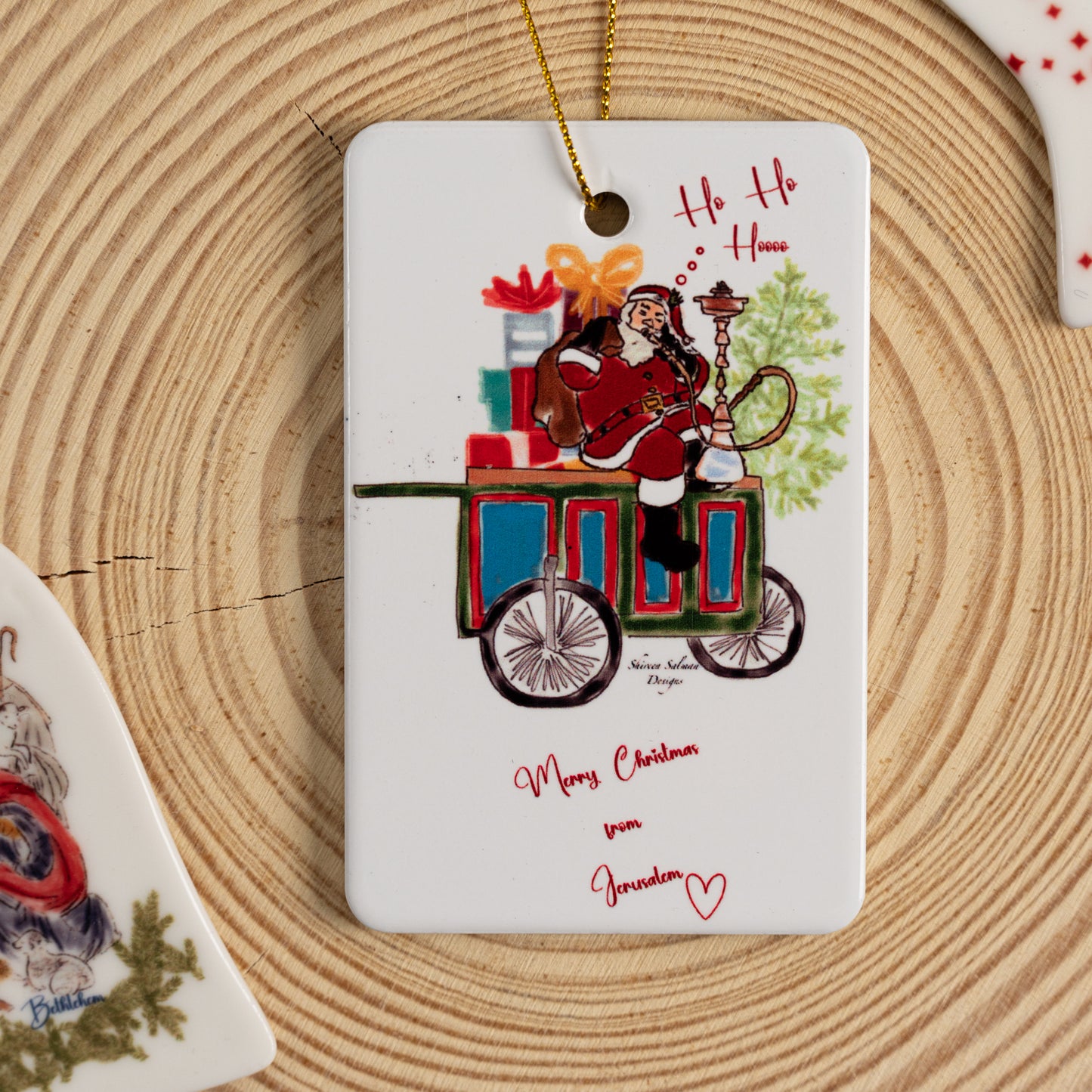 Santa Smoking |Jerusalem ornament |Santa Ornament |ceramic Santa |Christmas Jerusalem Ornament