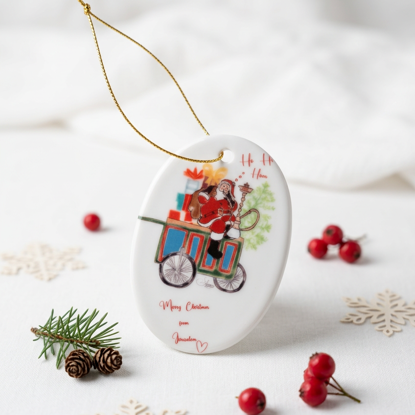Santa Smoking |Jerusalem ornament |Santa Ornament |ceramic Santa |Christmas Jerusalem Ornament