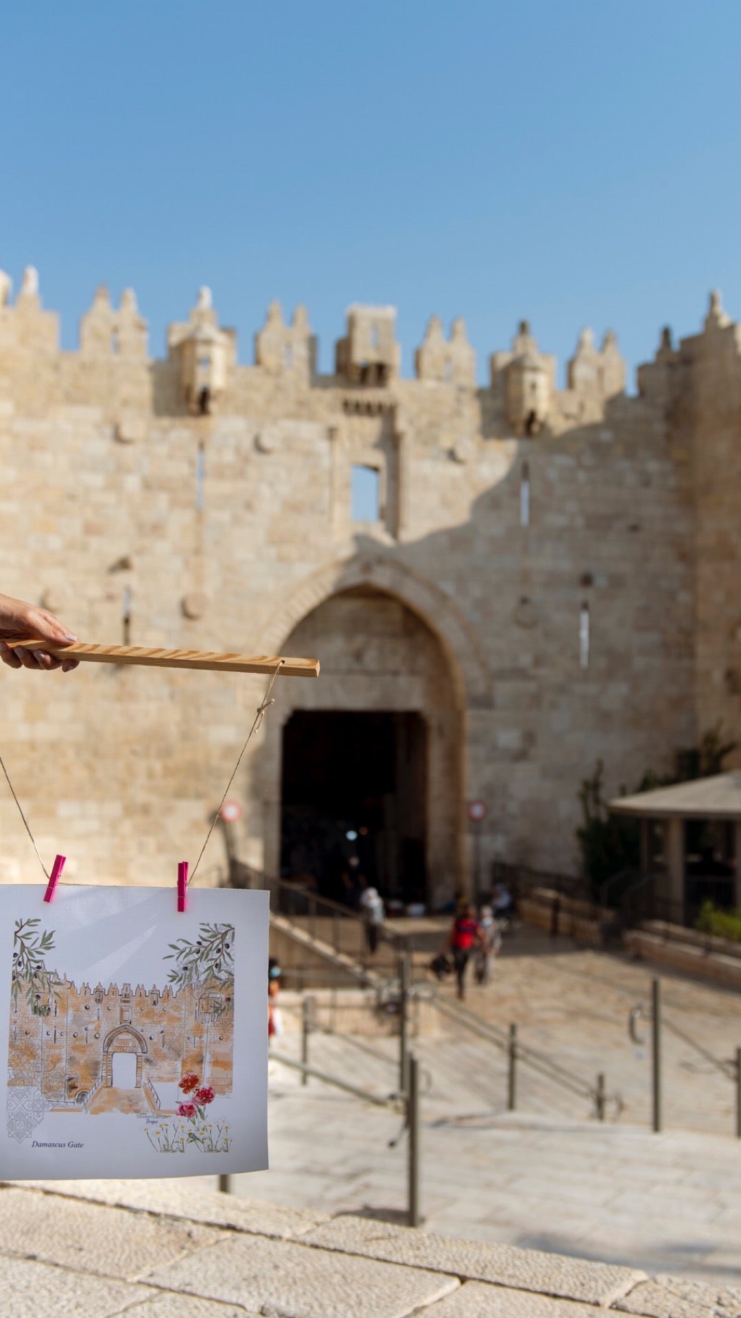 Damascus Gate Painting |Jerusalem Gate Painting| Wall Art |Jerusalem Door |Frame Art |Watercolor Painting