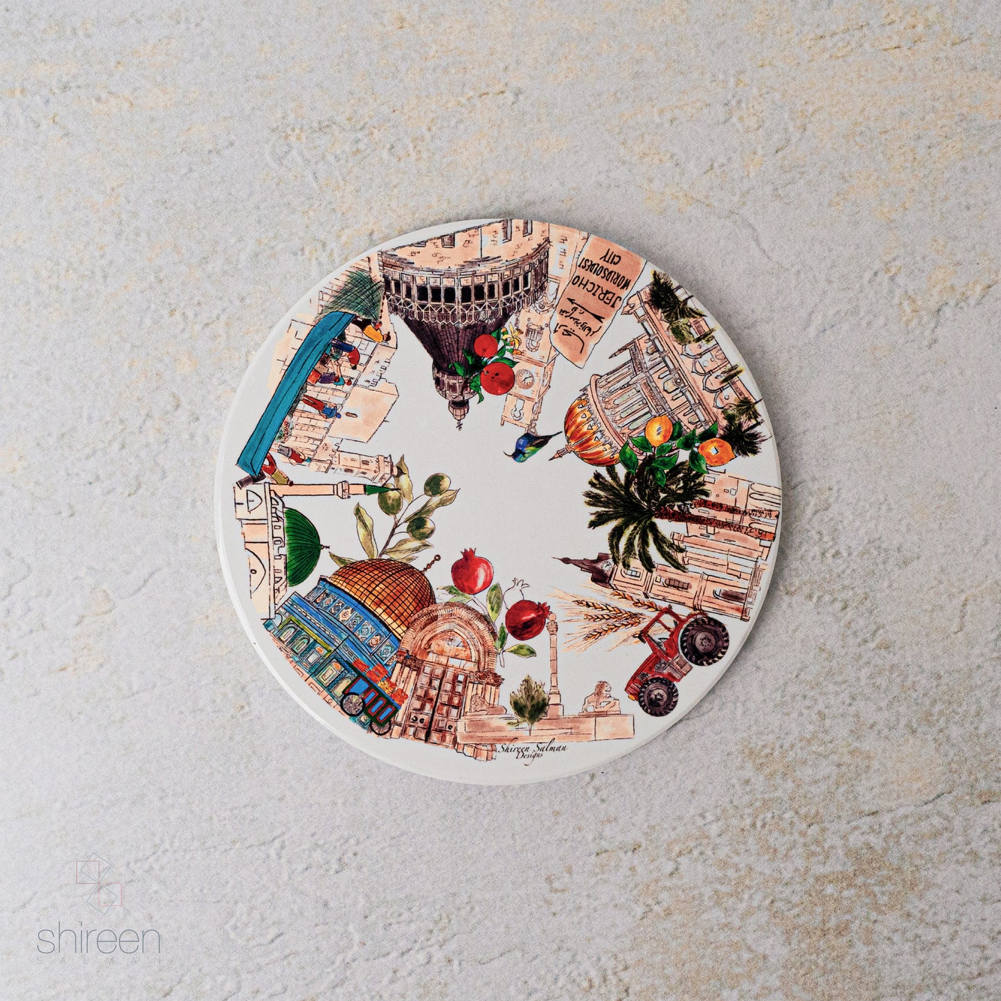 Cities Pan Coaster |Hot Holder |Palestinian landmarks |kitchen Accessories |homeware |Palestinian Cities