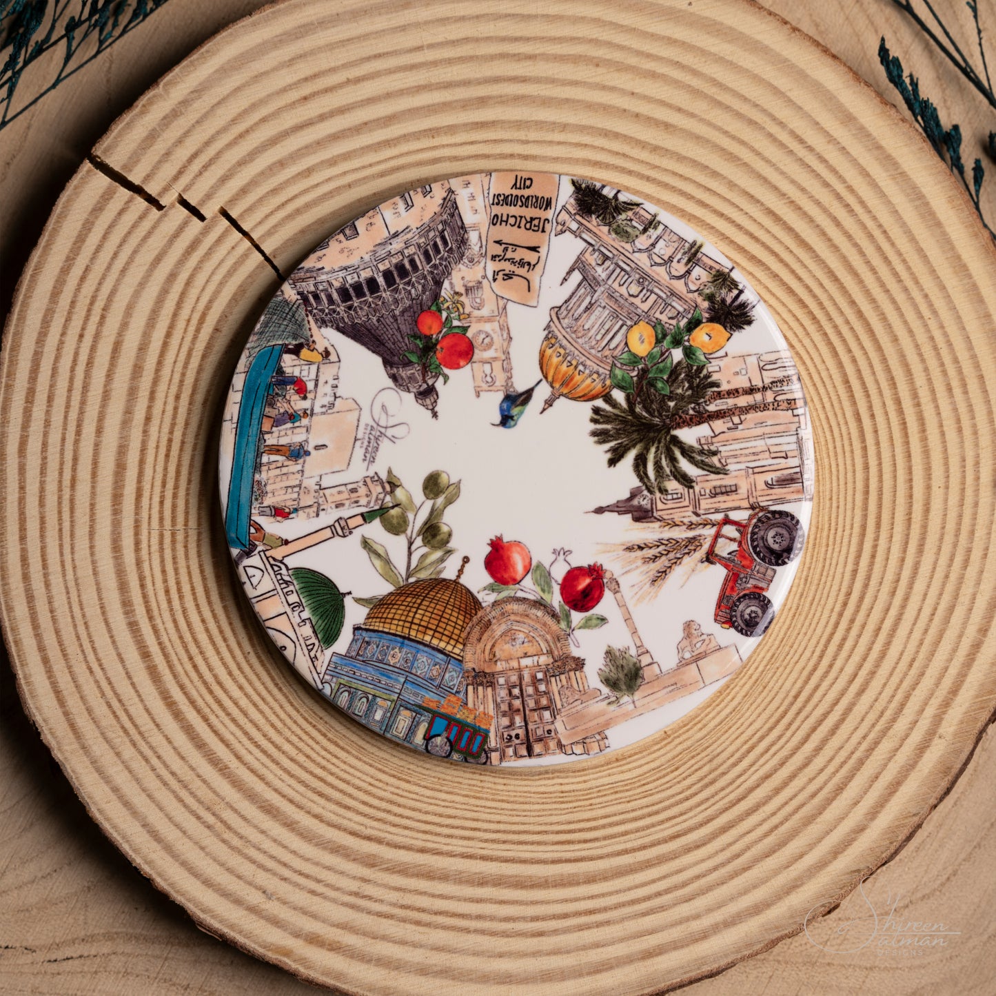 Cities Pan Coaster |Hot Holder |Palestinian landmarks |kitchen Accessories |homeware |Palestinian Cities