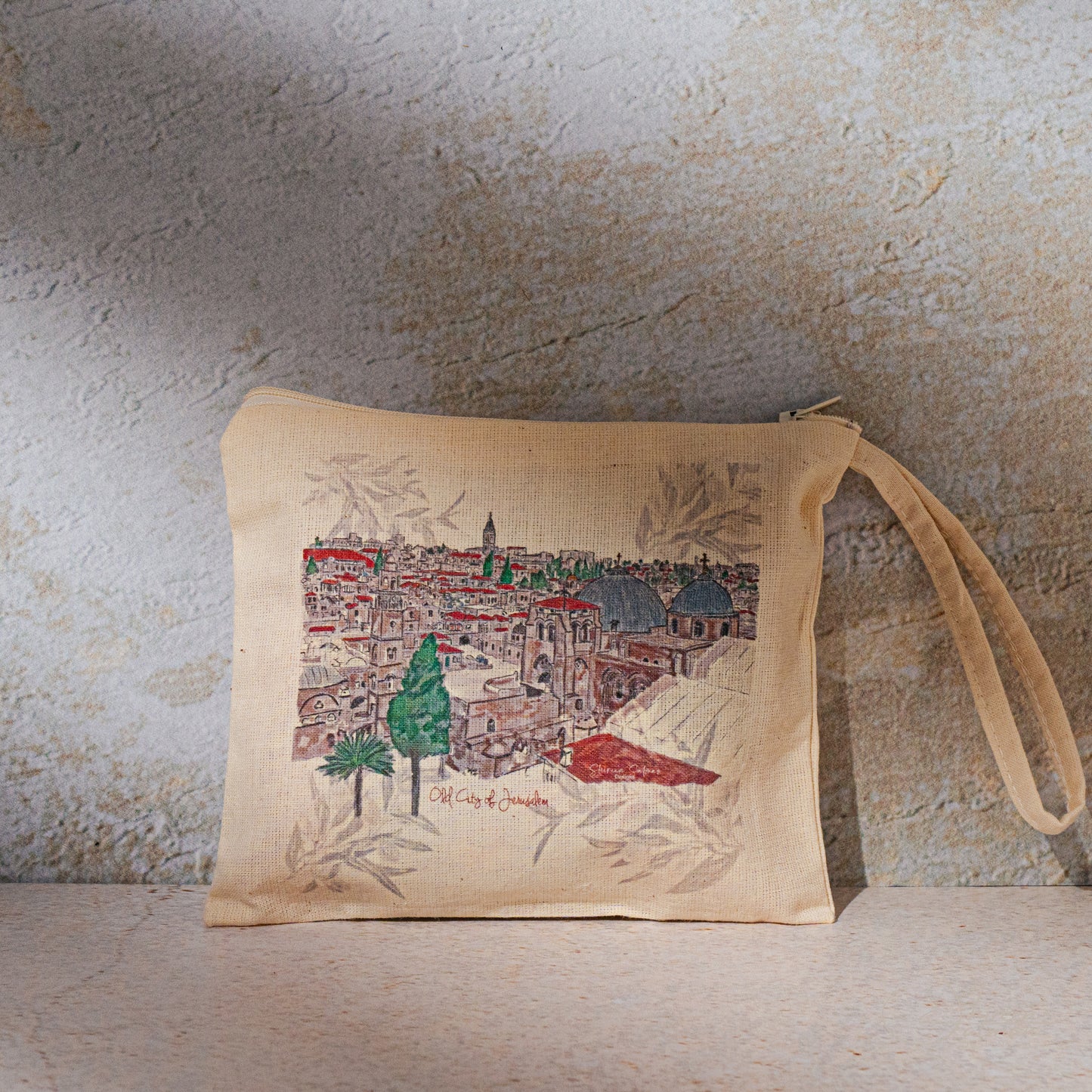Jerusalem Pouch |cotton bag |Jerusalem souvenir |Cosmetic bag |Jerusalem View |Jerusalem Painting