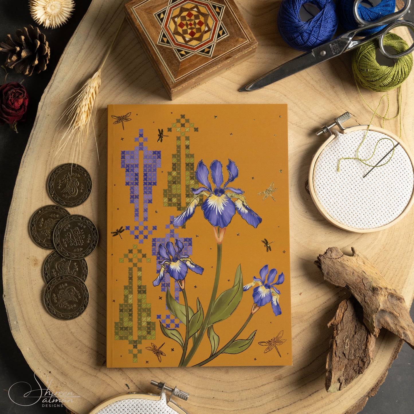 Gaza Floral notebook |Embroidery cypress tree |Palestinian Embroidery |Travel notebook |gift notebook |