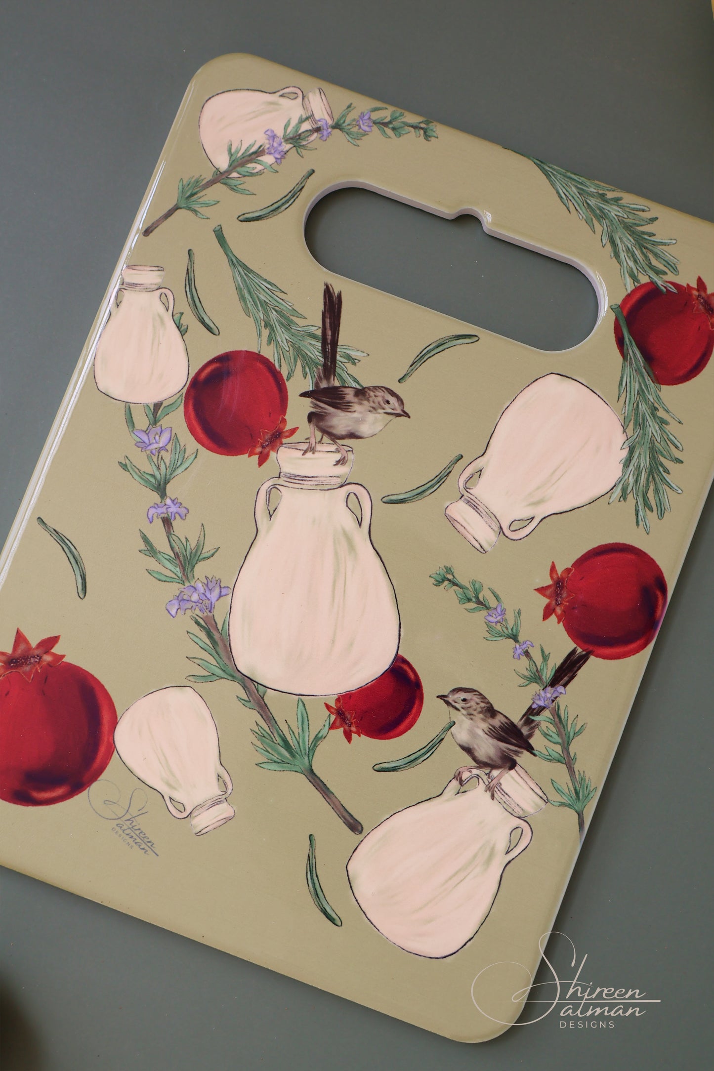 Jar Cutting board |Pomegranate |rosemary |Middle East nature |Kitchenware |kitchen acessorise |