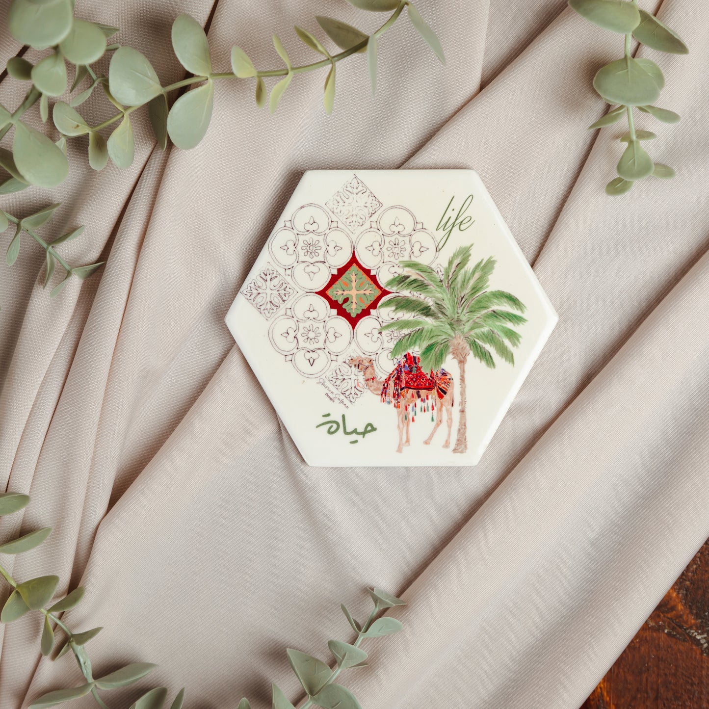 Life Ceramic Coaster |Jerusalem ceramic coaster |Ceramic Coaster|Hot drink holder