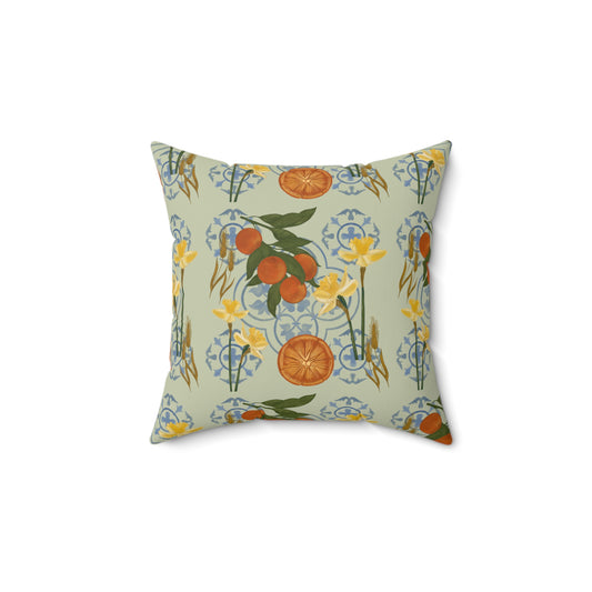 Green Orange Spring Pillow cushion |Watercolor cushion |Nature colors |Middle eastern drawing |Home Accessories