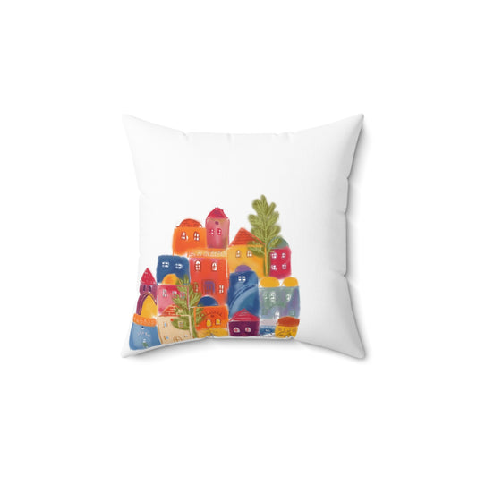 Jerusalem City houses  Polyester Square Pillow|home pillow | home accessories|Jerusalem art souvenir|art souvenir|gift souvenir