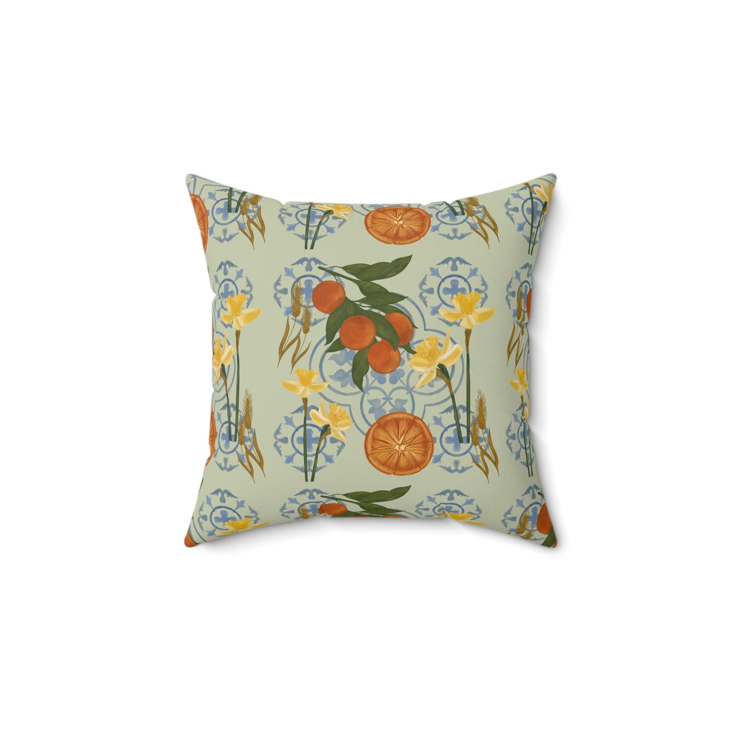 Green Orange Spring Pillow cushion |Watercolor cushion |Nature colors |Middle eastern drawing |Home Accessories