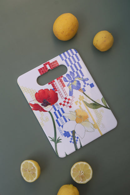 Wild flowers cutting board | embroidery cypress trees| homeware |kitchen accessories | Spring flowers| middle eastern fields