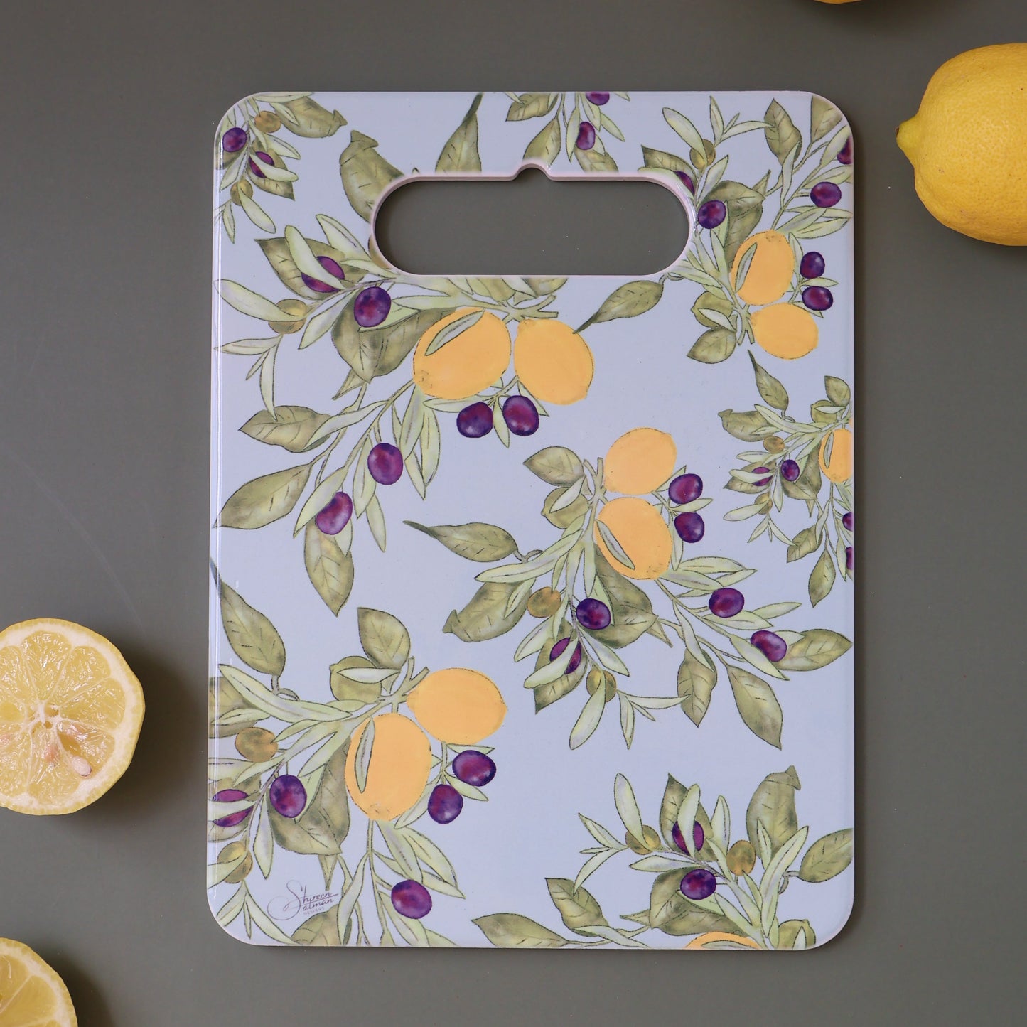 lemon olive Cutting Board |Cutting Fruits |Middle East Pattern|Watercolor |kitchen ware |kitchen accessories