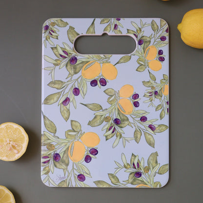 lemon olive Cutting Board |Cutting Fruits |Middle East Pattern|Watercolor |kitchen ware |kitchen accessories