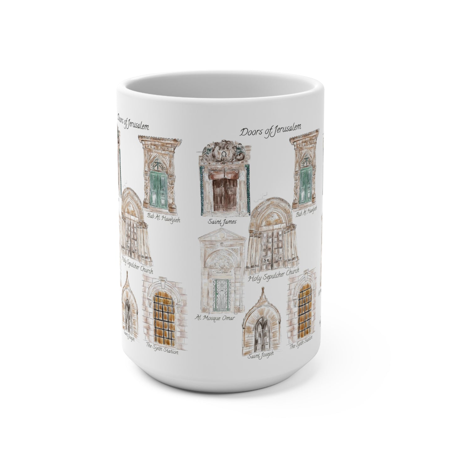 Jerusalem doors  Mug |office Mug |ceramic Mug |watercolor Mug |special Mug |Gift Mug