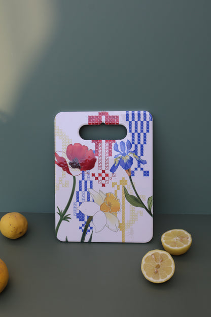 Wild flowers cutting board | embroidery cypress trees| homeware |kitchen accessories | Spring flowers| middle eastern fields