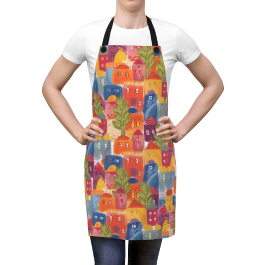 Jerusalem Houses Apron |kitchen wear |cooking Apron |travel gift |Old city of Jerusalem houses |Special gift