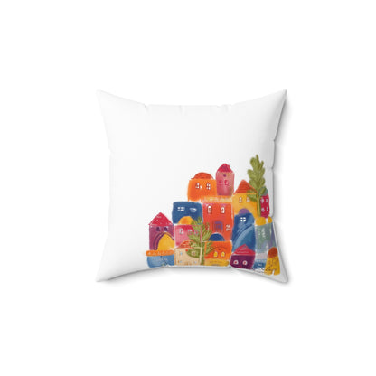 Jerusalem City houses  Polyester Square Pillow|home pillow | home accessories|Jerusalem art souvenir|art souvenir|gift souvenir