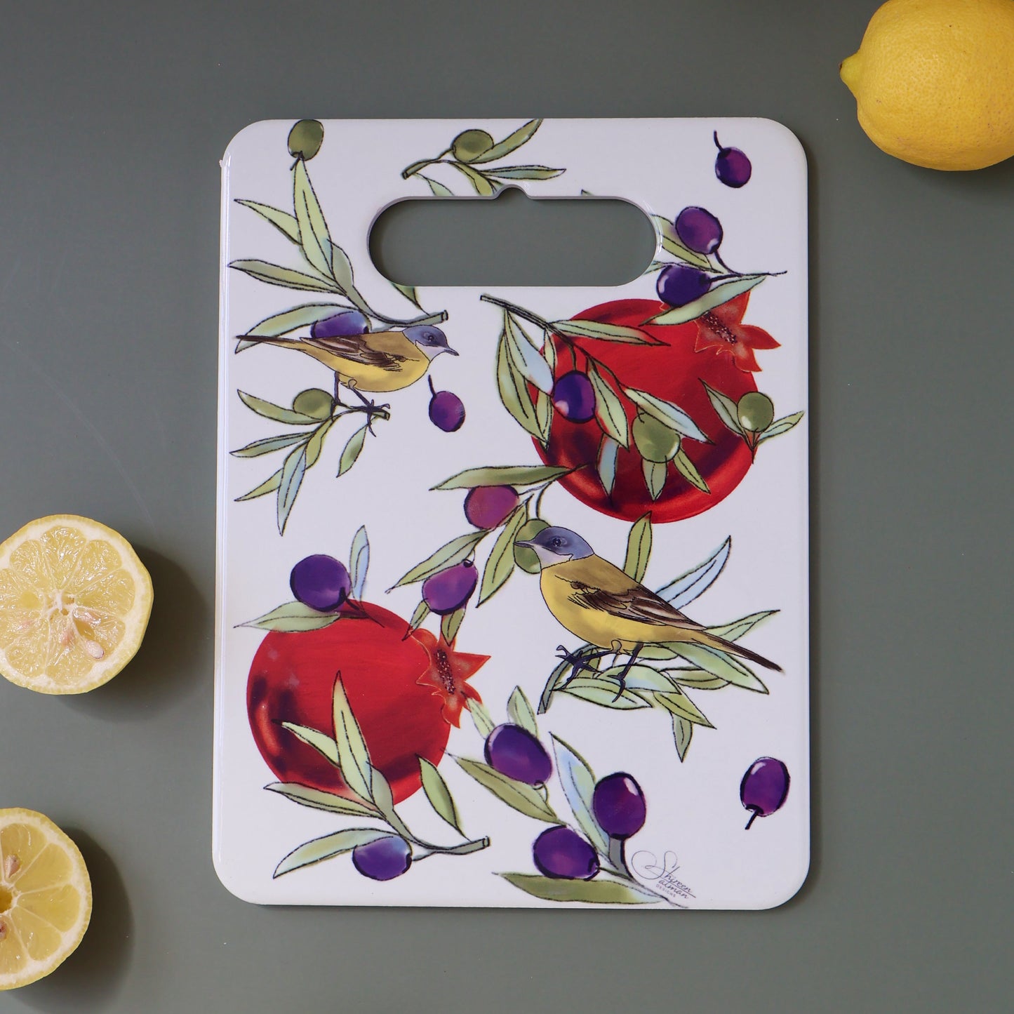 Pomegranate Cutting board |nature| oriental design |Middle East nature| cutting fruits |home ware |home accessorise|Bird