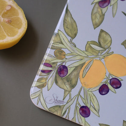 lemon olive Cutting Board |Cutting Fruits |Middle East Pattern|Watercolor |kitchen ware |kitchen accessories
