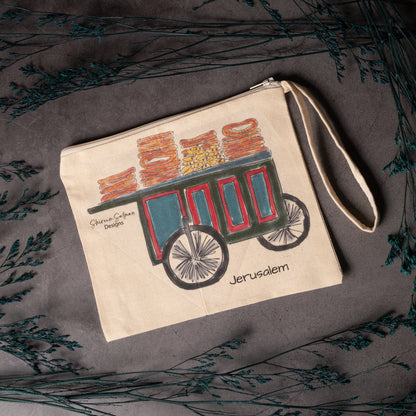 Jerusalem Trolley Pouch |Small bag |Accessories bag | Cosmetics Pouch |Cotton bag