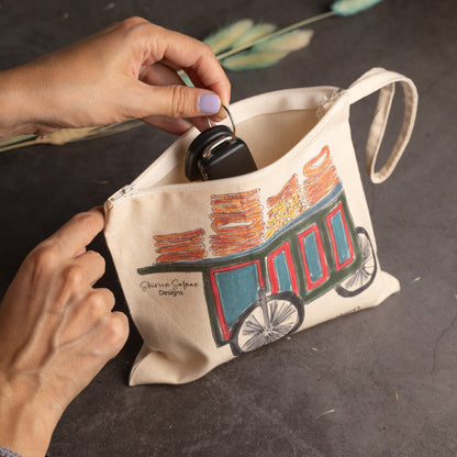 Jerusalem Trolley Pouch |Small bag |Accessories bag | Cosmetics Pouch |Cotton bag