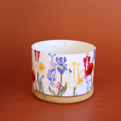 Wild Flower Flower Pot | Embroidery pattern  Pot | Palestinian Embroidery | Cactus plant