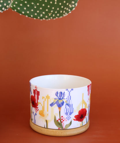 Wild Flower Flower Pot | Embroidery pattern  Pot | Palestinian Embroidery | Cactus plant