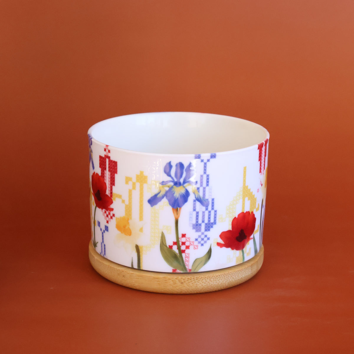 Wild Flower Flower Pot | Embroidery pattern  Pot | Palestinian Embroidery | Cactus plant