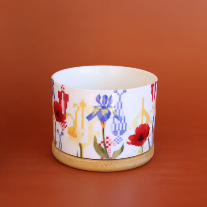 Wild Flower Flower Pot | Embroidery pattern  Pot | Palestinian Embroidery | Cactus plant