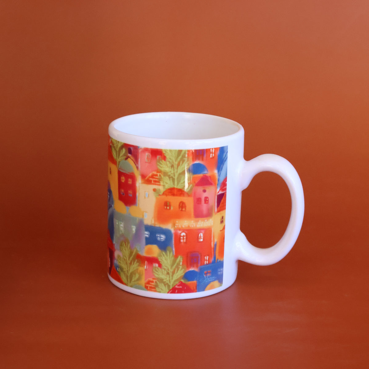 Houses Coffee cup | Old houses of Jerusalem | drinking cup | colorful cup