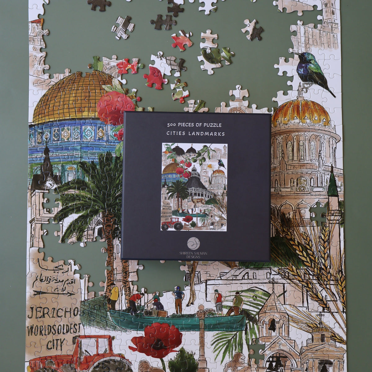 500 Pieces of Puzzle Cities Landmarks | Puzzle |Cities of Palestine |Landmarks |Game |Home entertainment