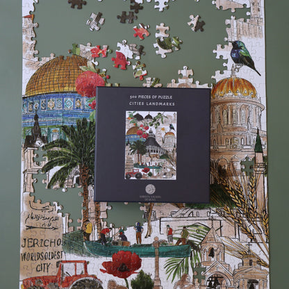 500 Pieces of Puzzle Cities Landmarks | Puzzle |Cities of Palestine |Landmarks |Game |Home entertainment