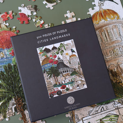 500 Pieces of Puzzle Cities Landmarks | Puzzle |Cities of Palestine |Landmarks |Game |Home entertainment
