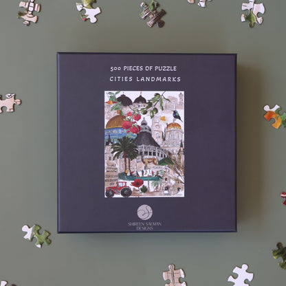 500 Pieces of Puzzle Cities Landmarks | Puzzle |Cities of Palestine |Landmarks |Game |Home entertainment