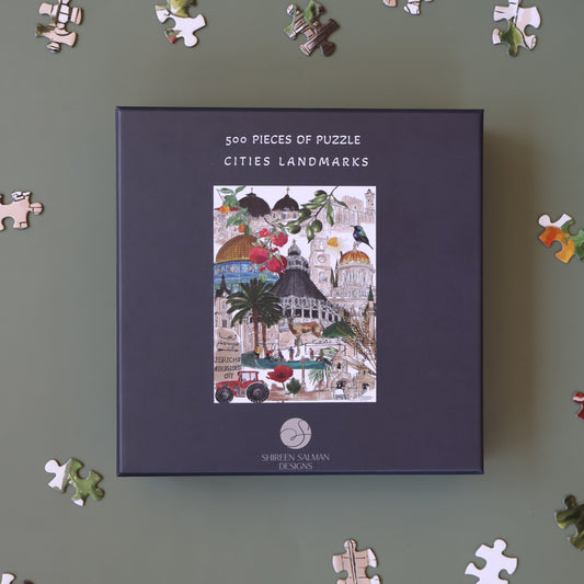 500 Pieces of Puzzle Cities Landmarks | Puzzle |Cities of Palestine |Landmarks |Game |Home entertainment