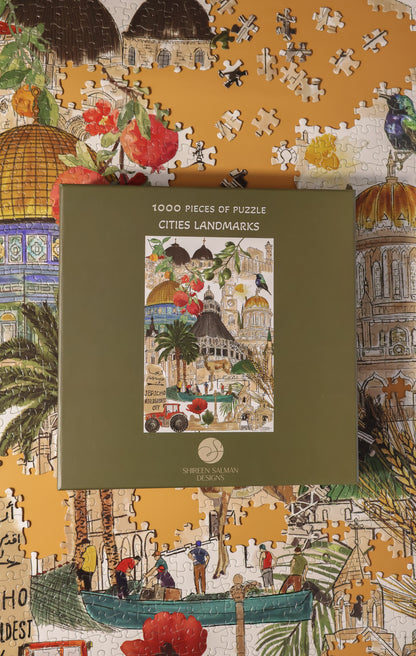 Cities Landmarks Puzzle of  1000 Pieces |Palestinian landmarks |Fun Game| home entertainment| Puzzle