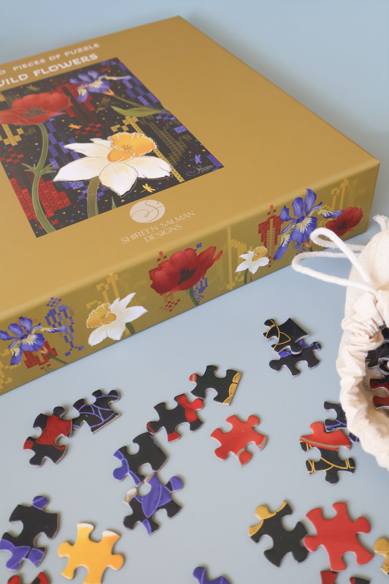 Wild Flowers Puzzle  |Cypress Trees Embroidery |1000 Pieces of Puzzle | entertainment home Game