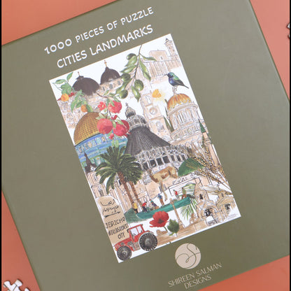 Cities Landmarks Puzzle of  1000 Pieces |Palestinian landmarks |Fun Game| home entertainment| Puzzle