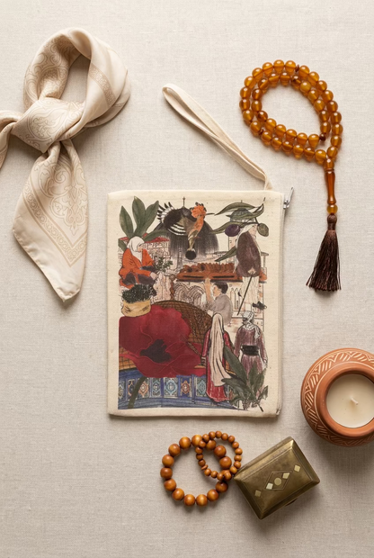 Figure of Jerusalem Pouch | accessories bag | cotton bag |clutch bag | Symbols of Jerusalem