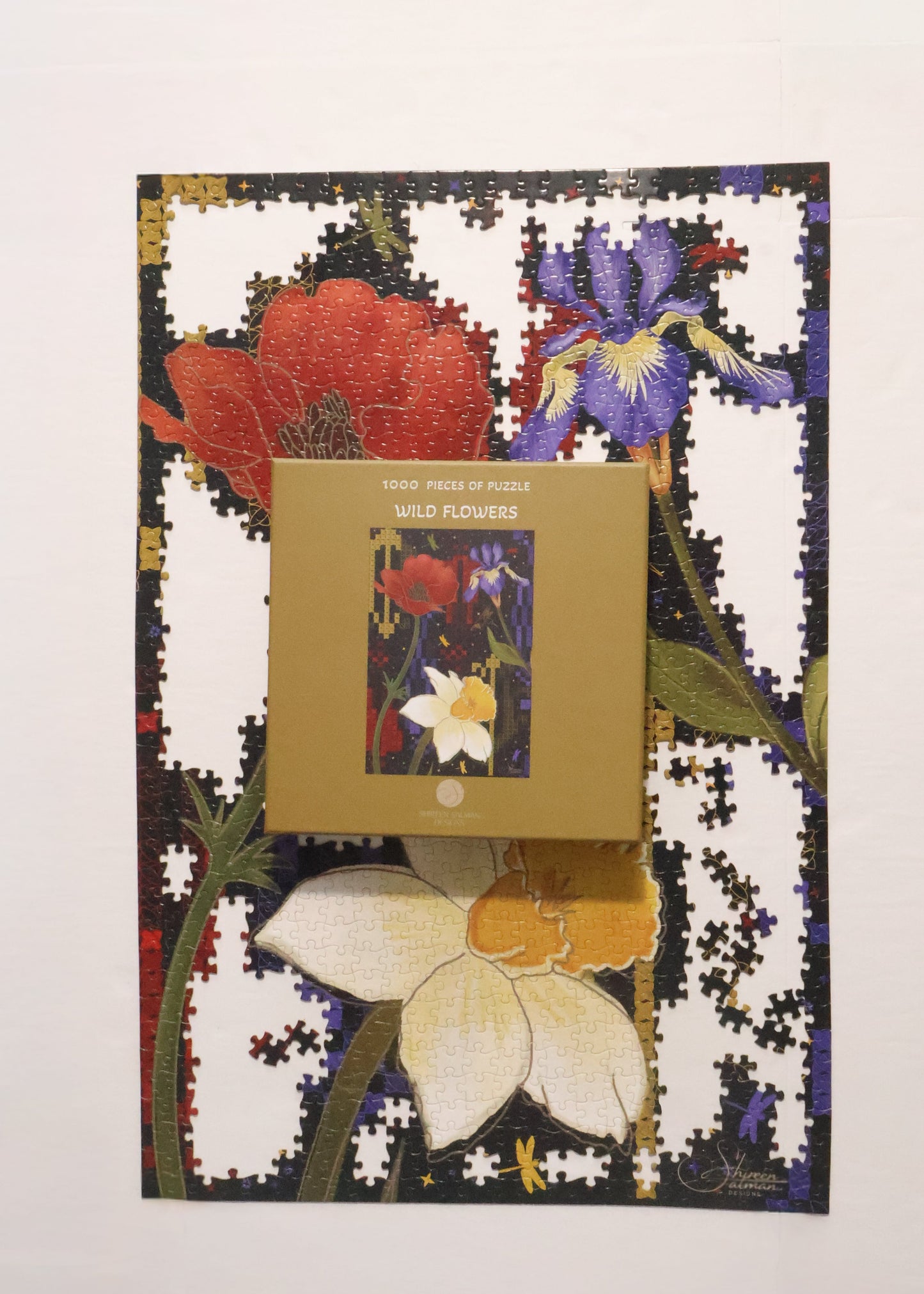 Wild Flowers Puzzle  |Cypress Trees Embroidery |1000 Pieces of Puzzle | entertainment home Game