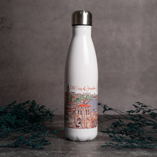 Jerusalem water bottle | drinking bottle |hot drink |cold drink bottle |watercolor Jerusalem bottle |