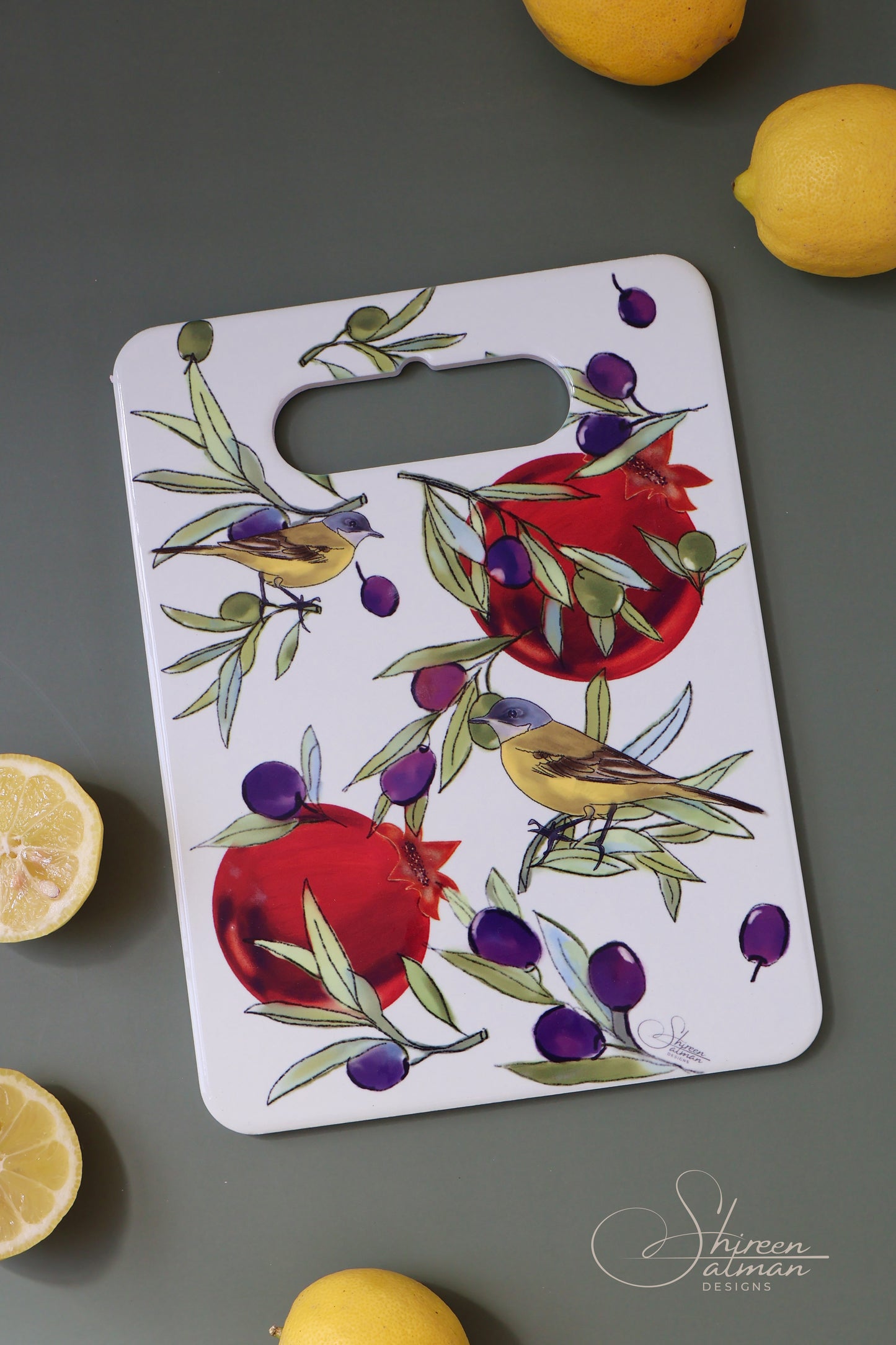 Pomegranate Cutting board |nature| oriental design |Middle East nature| cutting fruits |home ware |home accessorise|Bird