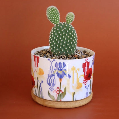 Wild Flower Flower Pot | Embroidery pattern  Pot | Palestinian Embroidery | Cactus plant