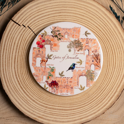 Gates of Jerusalem  Coaster | Ceramic coaster |Jerusalem gates |Homeware |Home accessories |travel gift