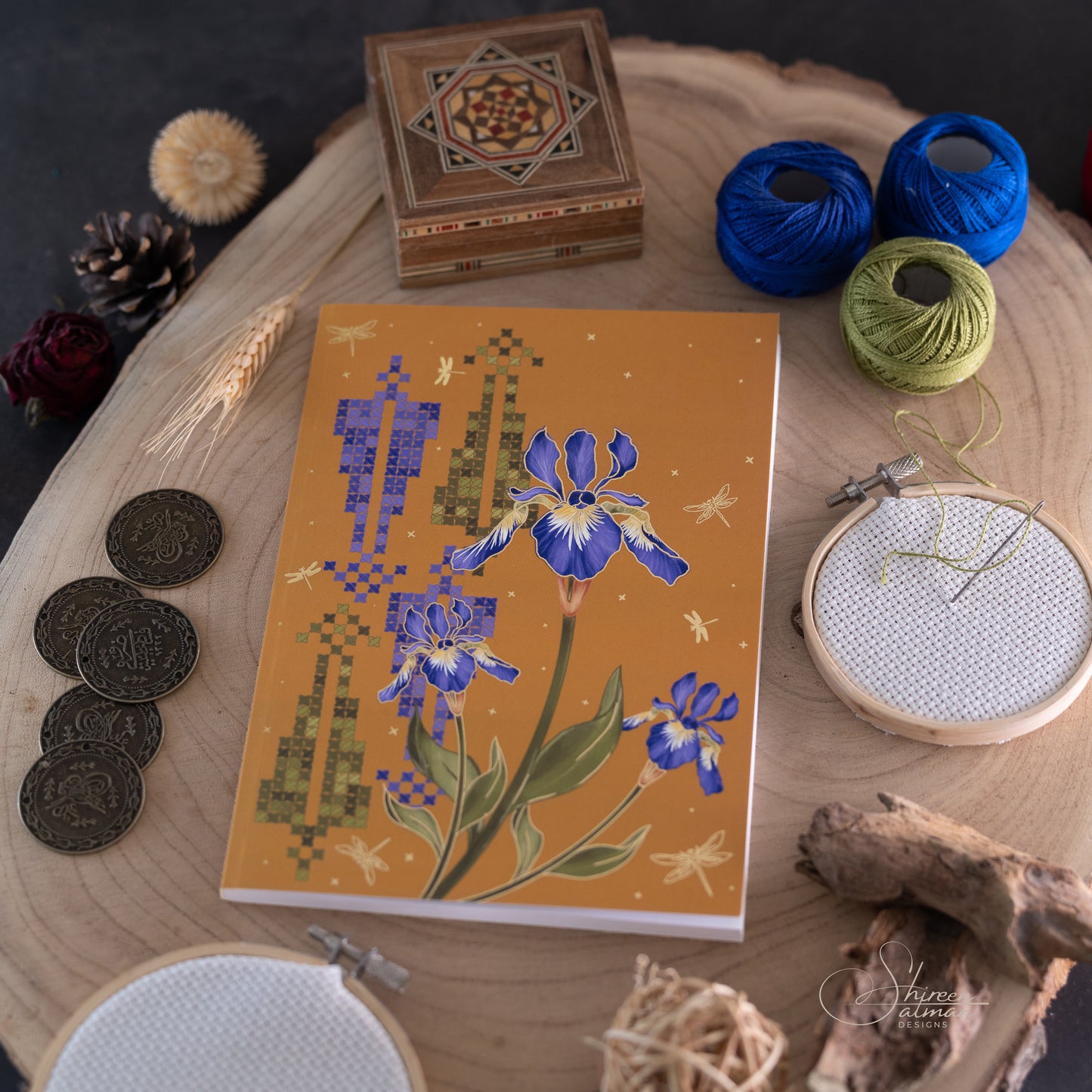 Gaza Floral notebook |Embroidery cypress tree |Palestinian Embroidery |Travel notebook |gift notebook |