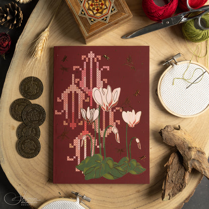 Hebron floral Notebook | Cyclamen flower |travel notebook | Palestinian Embroidery |travel gift