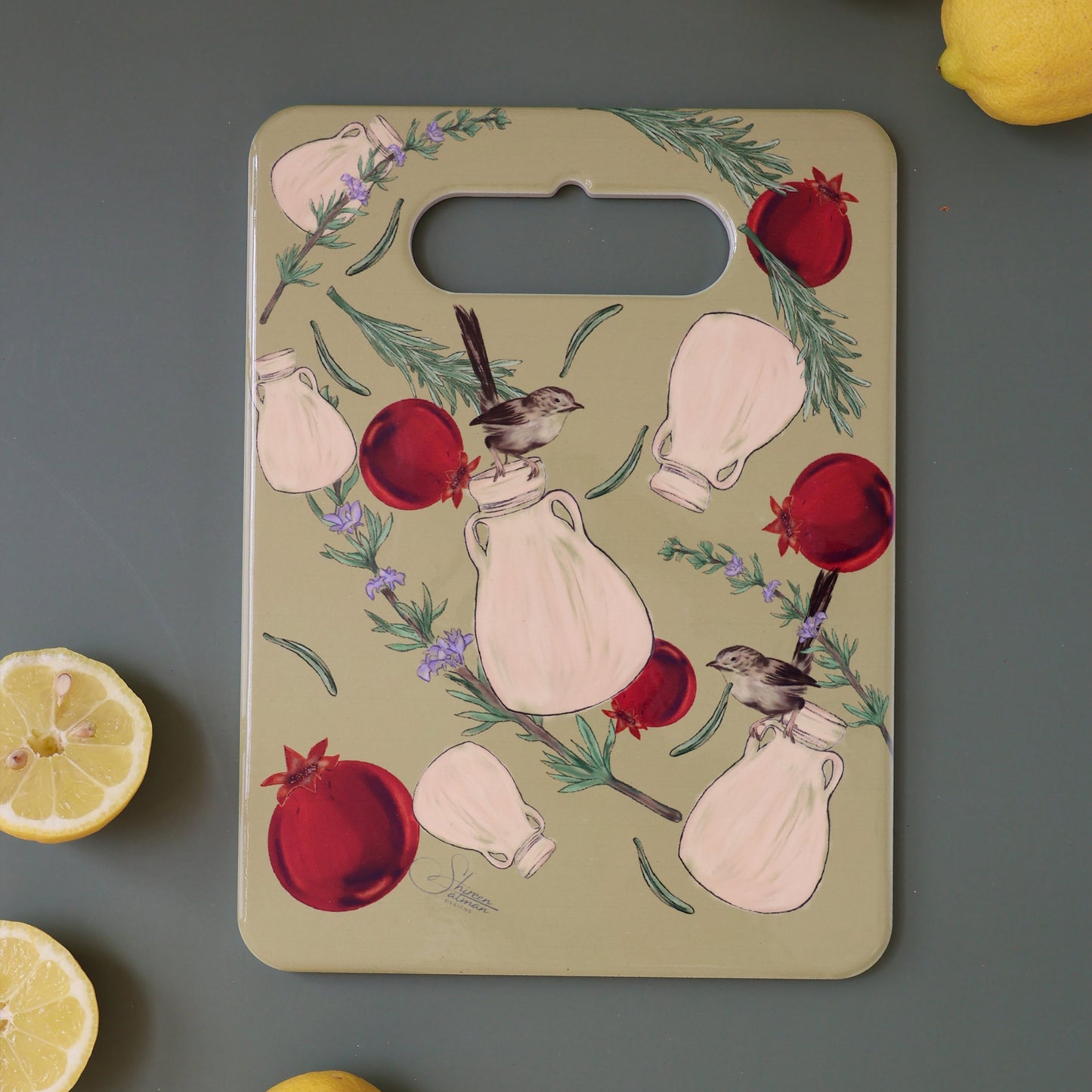 Jar Cutting board |Pomegranate |rosemary |Middle East nature |Kitchenware |kitchen acessorise |