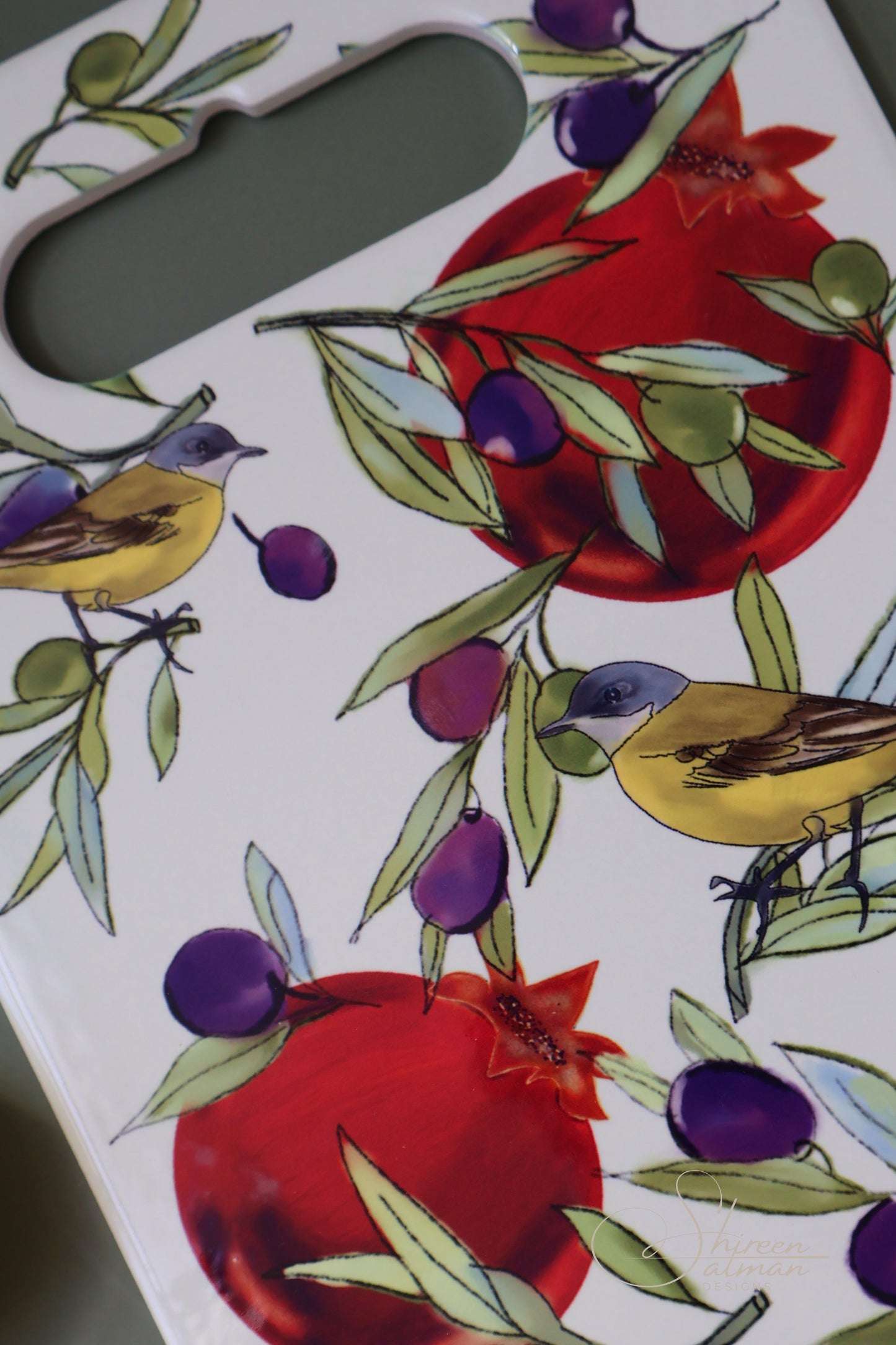 Pomegranate Cutting board |nature| oriental design |Middle East nature| cutting fruits |home ware |home accessorise|Bird