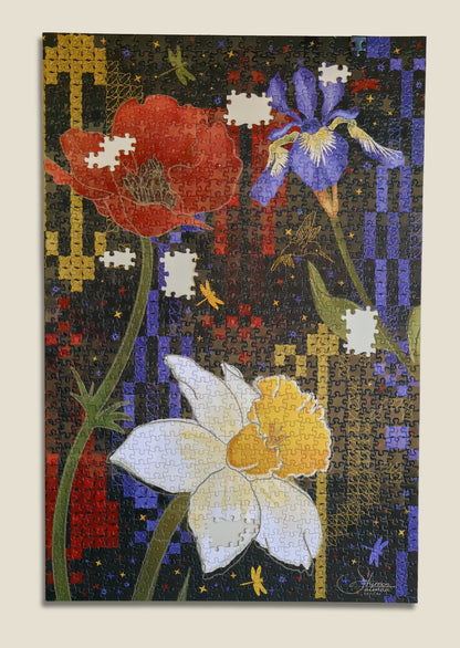 Wild Flowers Puzzle  |Cypress Trees Embroidery |1000 Pieces of Puzzle | entertainment home Game